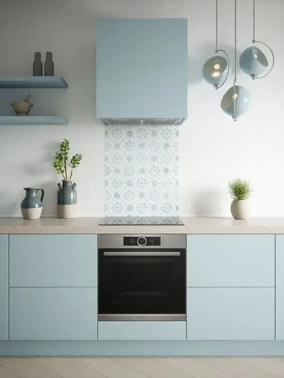 kitchen set biru langit