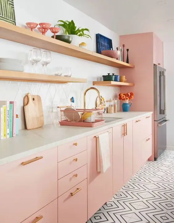 kitchen set pink lembut